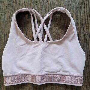 Justice Active Pink and Metallic Strappy Sports Bra Size Girl's 28